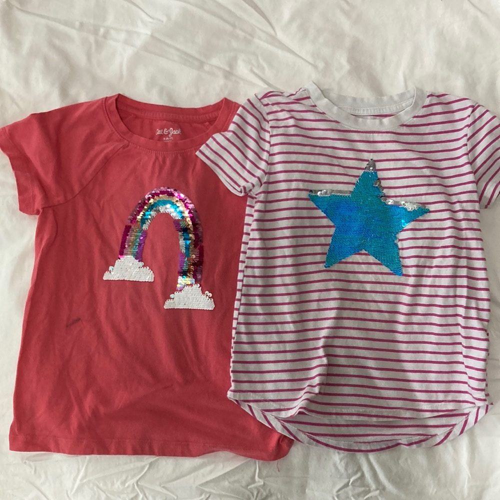 Bundle of 2 Girls' Rainbow and Star Sequin T-Shirts